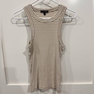 Banana Republic tan and white stripped Razor back tank top size Small Petite
